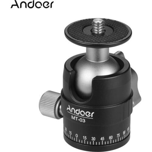 Andoer Photography Mini Ball Head for DSLR ILDC Camera Tripod Monopd Mount Quick Release Ballhead U-Shaped Ball head Accessories