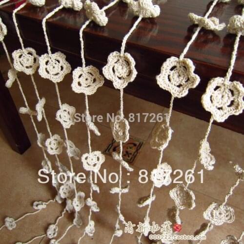 Free shipping 100% cotton lace curtain door window cover small flower air curtain 2014 new households tableware