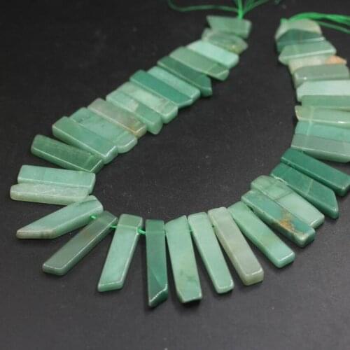 15.5 "strand Top Drilled Natural Aventurine Slice Loose Beads,Raw Green Stone Slab Stick Points Pendants Necklace Jewelry Making