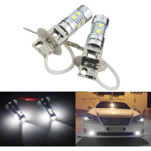 ANGRONG 2pcs 6000K H3 453 10 SMD 2835 LED Fog Light Daytime Running Lamp DRL Projector(CA305)