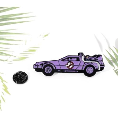 Ghostbusters Back to the Future Enamel Pin Time Machine Car Brooch For Movie Fans Cute Lapel Coat Jewelry Classic Badge Gift