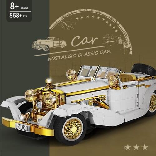MOULD KING Technical Retro Classic Cars MOC K500 Building Blocks Model Collection Vehicle Bricks Toys For Children Birthday Gift