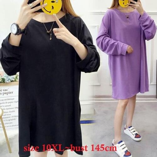 Autumn Oversized T-Shirts Plus Size 8XL 10XL Women Loose Long Sleeve Black Purple T-Shirt Women Large Tops Tees