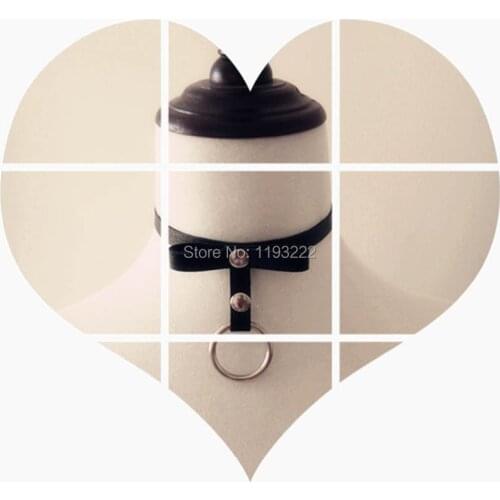 Harajuku Handmade Punk Gothic Bow Bowknot Rivet Hanging O Round Leather Choker Neclace Collar