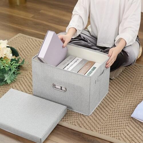 Cotton Linen Cardboard Storage Box With Lid 5 Size For Clothes Socks Toy Snacks Sundries Organizer Fabric Boxes Household ZH250