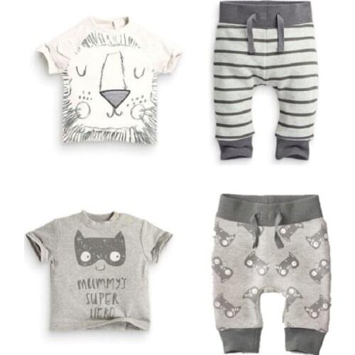 Fashion Baby Clothes Sets Newborn T-Shirts Harem Pant Suit Boys Outfits Bebe Clothing Lion Short Sleeve Infant Jumpsuits Cotton