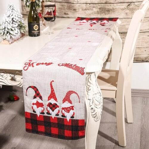Cartoon Christma Table Runner Cover Non-woven Fabric Dress Up Table Decoration Party Forest Man Tablecloth Dinner