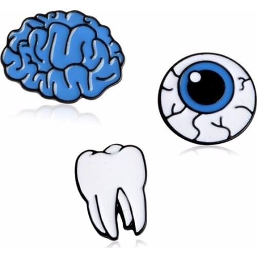 Cartoon body organ eye Brain Tooth Brooches Denim Lapel Button pins Buckle Shirt Badge Women Gift Cute Jewelry for doctor friend