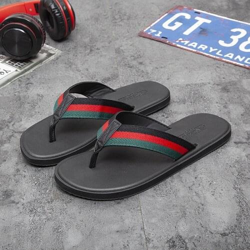 WEH Summer flip flops mens personality outside wearing beach shoes summer outdoor couples slippers mens tide fashion sandals