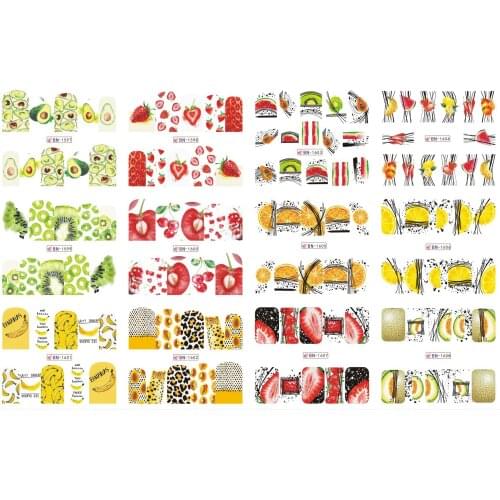 UPRETTEGO 12 PACKS / LOT NAIL ART BEAUTY WATER DECAL SLIDER NAIL STICKER FRUIT ORANGE LEMON STRAWBERRY WATERMELON BN1597-1608