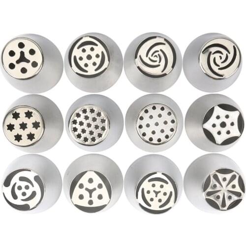 12PCS Cupcake Decorating Mouth Russian Tulip Flower Icing Piping Nozzles Tip Fondant Cake Cream Pastry Baking Tool Gift