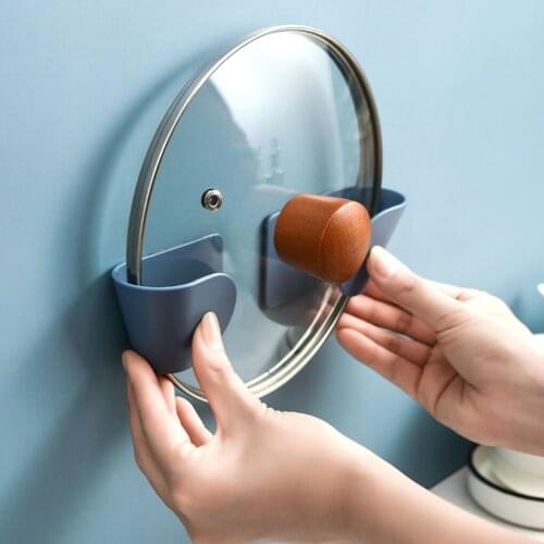 2pcs/Set Pot Lid Holder Wall-Mounted Hanging Holder for Pan Pot Cover Rack Kitchen Organizer Plastic Kitchen Storage Rack