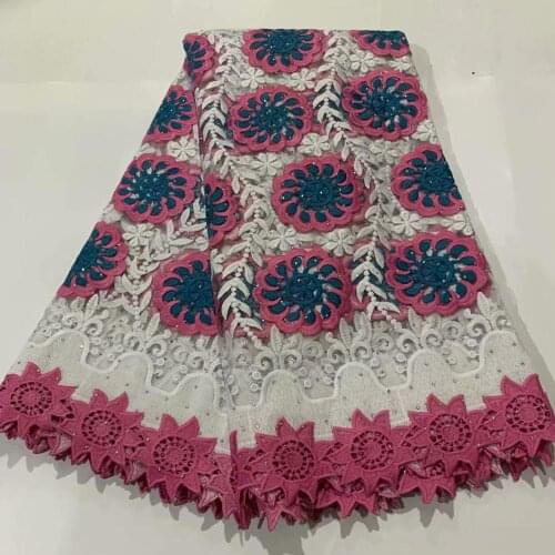 New arrival african embtoidery tulle lace fabric 2020 high quality lace latest nigerian embroidery guipure lace with stones 5Y