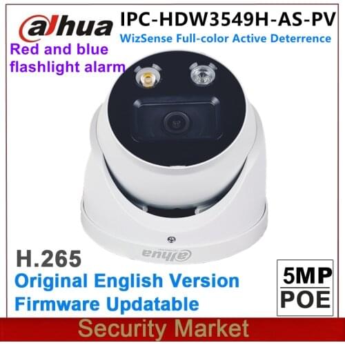 Original Dahua English IPC-HDW3549H-AS-PV 5MP POE Full-color Active Deterrence Fixed-focal Eyeball WizSense Network Camera