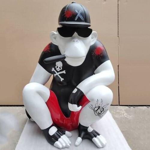 Cartoon animal orangutan ornaments Fashion cigar monkey sculpture clothing store shop hotel decoration