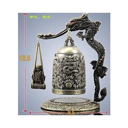 HANDWORK tibet silver Exquisite Tibet brass Carved Dragon&buddha Bell tools wedding Decoration Brass