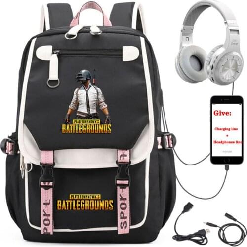 Anime Game PUBG backpack student School book Bag Unisex Travel Backpack USB Charging teenagers Laptop packsack