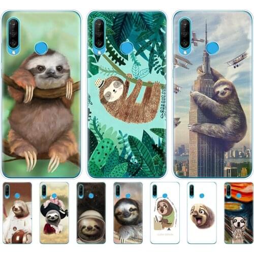 Silicon case for HONOR 20 lite view 30 v 30 pro cover for huawei honor 20S 9A 9C 9S 9X Premium 7s 8a Caffeinated Sloth animal