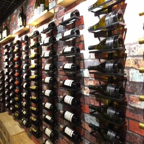 Modern Iron Wall-mounted Wine Holder Simple Hanging Wine Rack Holder Iron Art Wine Support Cabinet Flat Types 10 Bottles HWC