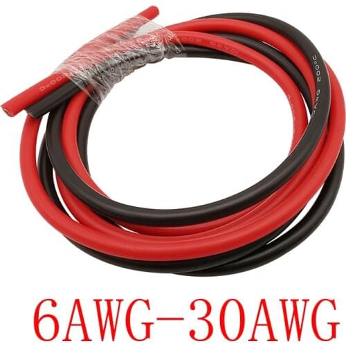1Meter Black and 1Meter Red Silicone Wire 6 8 10 12 14 16 18 20 22 24 26 28 30 AWG Soft Silicone Wires Heat-resistant Cable