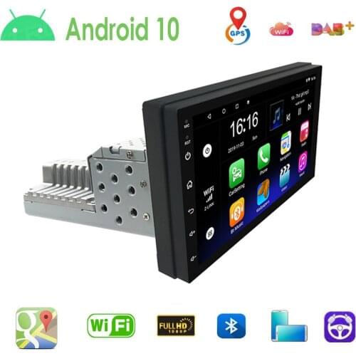 Universal 1 Din Android 10.0 Car Radio 7" Screen Adjustable Car Audio Stereo Multimedia Player GPS Navigation Wifi Bluetooth FM