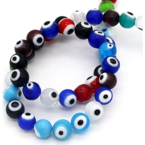 High Quality 225pcs Fashion Round Shape Beads Print Eye 8mm many color to choose glass bead for decoration DIY bracelet material