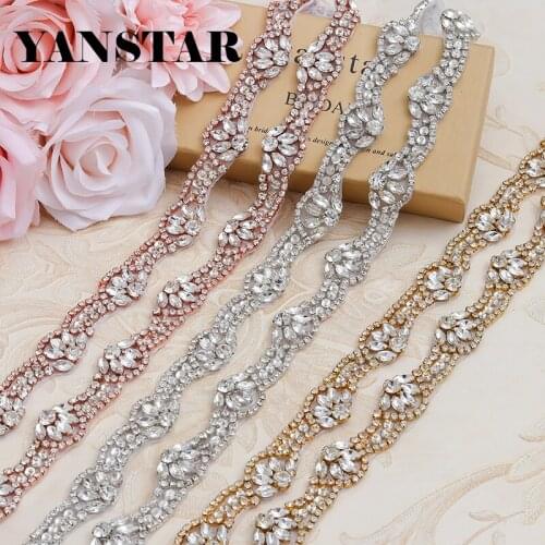 YANSTAR 5Yards Handmade Rhinestones Appliques For Wedding Sew On Bridal Accessories YS801