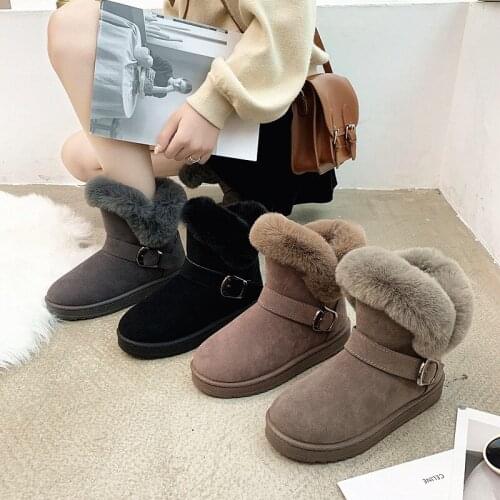 Snow boots womens short tube fur tide Korean fashion 2020 autumn and winter new style plush plush warm, non slip and warm