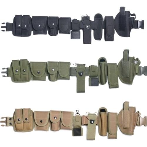 10pcs Multifunctional Security Belts Tactical Military Training Shooting Combat Wargame Duty Utility Belts with Pouches Holster