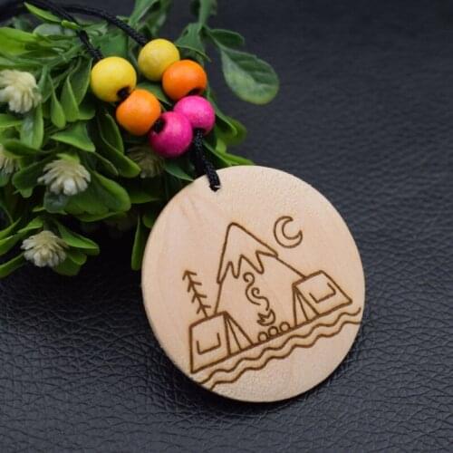 12pcs wooden moon camping necklace Outdoor Campfire Travel pendant Jewelry Gifts Souvenir