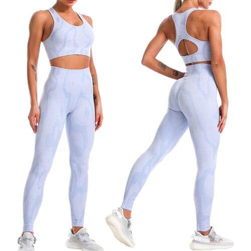 2pcs Camo Yoga Set Sportswear For Women Gym Fitness Clothing Camouflage Sport Suit Female Yoga Leggings + Sport Bra Women Outfit