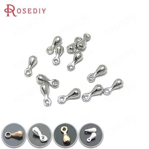 200PCS 7x2.3MM Imitation Rhodium Zinc Alloy Small Drops End Beads End Charms Diy Jewelry Findings Accessories Wholesale