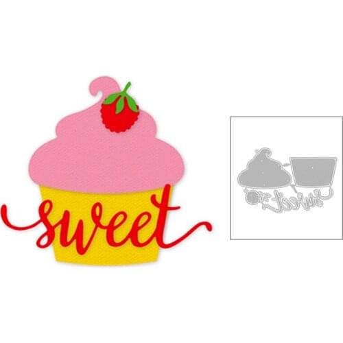 2020 New Cup Cake Strawberry and Sweet English Words Metal Cutting Dies For DIY Greeting Card Album Scrapbooking Making No Stamp
