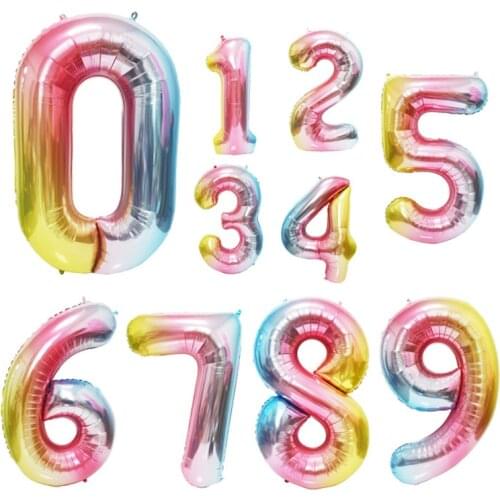 3pcs 40inch Big Birthday Balloons Rainbow Color Foil Number Balloons happy birthday balls baby shower decorations Air Globos