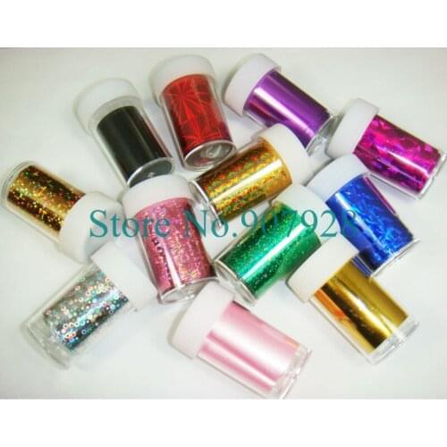 60jars(=50colors) x Hot Sale New Nail Art Transfer Foil Decal Stickers-Free Shipping
