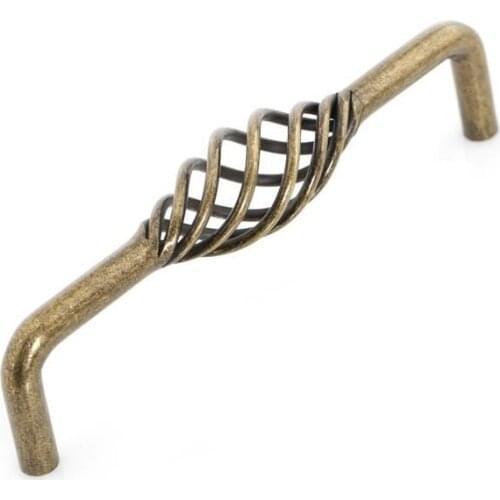 Antique Brass Birdcage Cabinet Bar Drawer Pull Handle And Knob( C:C:160MM H:42MM )