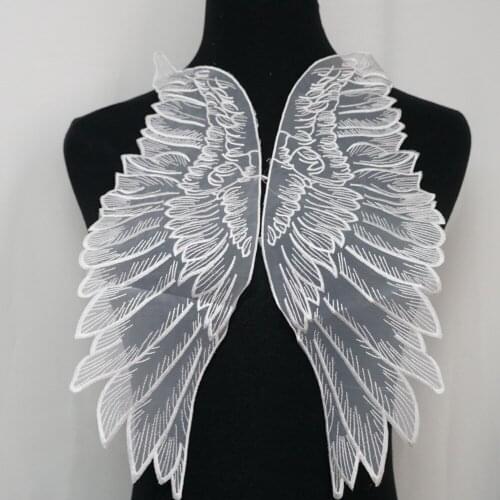 1 Pair Fashion Large Organza Wing Patch Applique for Clothing Applique for Jeans DIY Accessories Cute Sew on Patches 43cm x 13cm