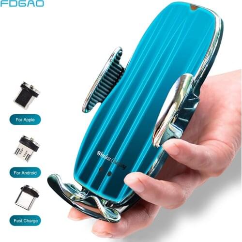 Automatic 15W Fast Car Wireless Charger for Samsung S20 S10 iPhone 12 11 XS XR 8 Magnetic USB Infrared Sensor Phone Holder Mount