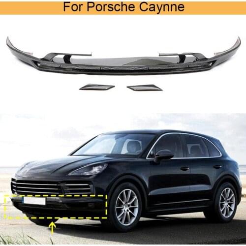 Car Front Bumper Lip Spoiler For Porsche Caynne 2018 2019 Front Bumper Lip Spoiler Apro Guard Splitters Carbon Fiber
