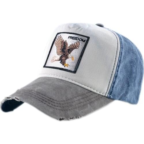 Washed Cotton Baseball Cap Men Women Fashion Embroidery Wolf Eagle Tiger Panda Animals Caps Hip Hop Snapback Hat