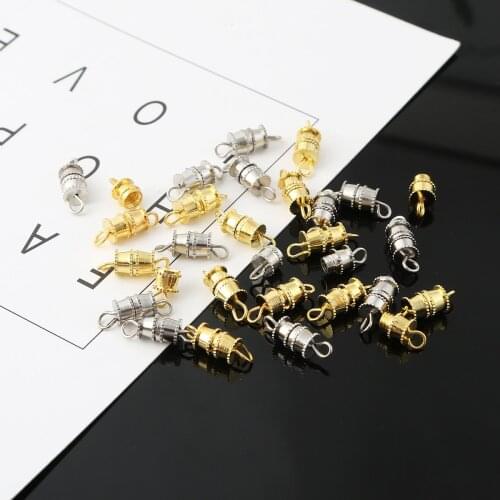 10pcs/Lot Cylinder Fasteners Buckles Closed Beading End Clasp Screw Clasps Bracelet Necklace Connectors DIY Jewelry Making