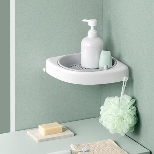 360 Degree Storage Holder Shelves Bathroom Triangular Shower Shelf Corner Bath Storage Holder Organizer Rack Suction Cup Design