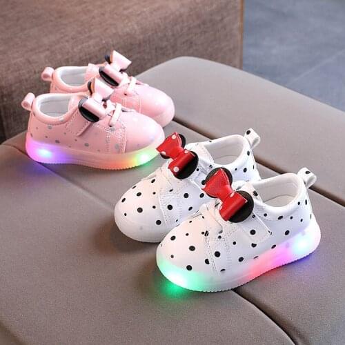 Kids Sneakers Children Baby Girls Boys cravat Led Luminous Sport Run Sneakers Shoes Sapato Infantil Light Up Shoes 1~6 years old
