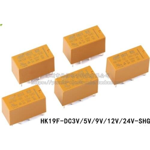 HK19F-DC 3V 5V 12V 24V-SHG 8Pin 1A 125VAC/ 2A 30VDC electric relays (2 set of transformations)