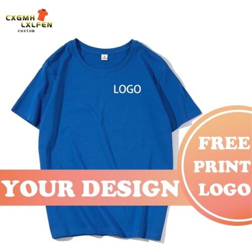 T-shirt tops with multiple colors customized high-end cotton DuPont basic round neck printing DIY brand text