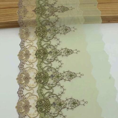 21cm 8.27inch wide-2yards/lot Diy Craft Embroidered Tulle Lace Trim , Mesh Embroidery Lace Trim