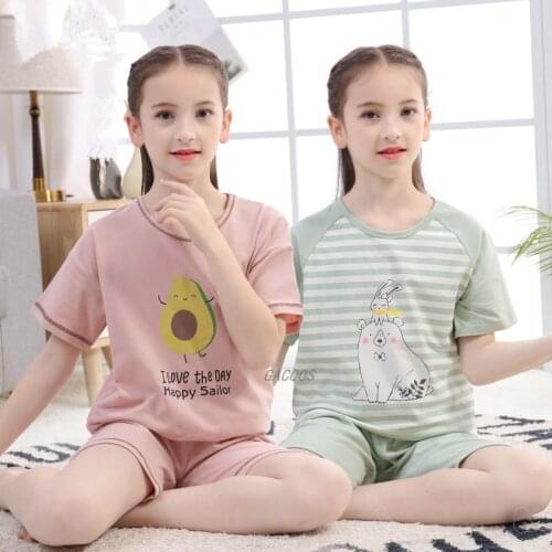 Summer Short Sleeves Teen Pajamas 4 6 8 10 12 14 16 Years Teenage Pajama Sets Boys Dinosaur Pajamas Girls Sleepwear Pyjamas Kids