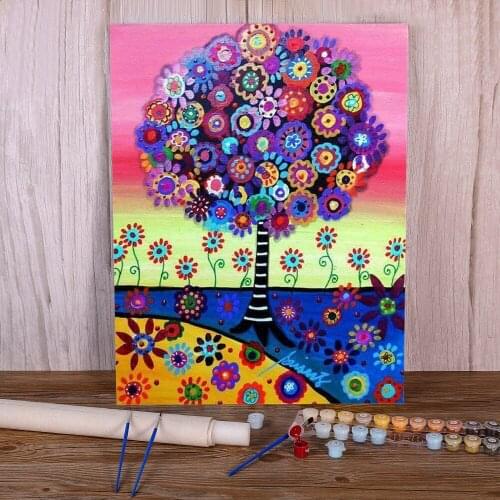 Landscape Abstract Tree Coloring By Numbers Painting Set Oil Paints 50*70 Oil Painting Home Decoration Crafts Wholesale