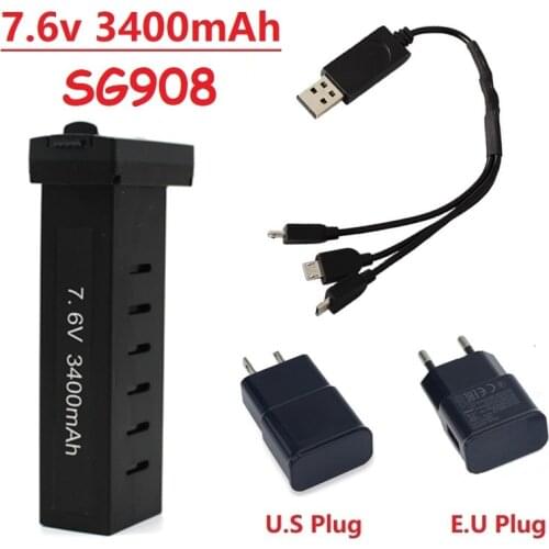 Original Battery + Charger for sg908 GPS PFV RC Drones battery 7.6v 3400MAH Lipo battery Accessories