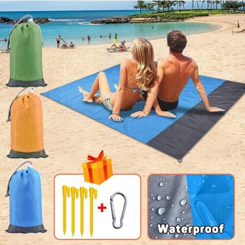 Beach Blanket Folding Beach Mat Camping Mat Mattress 2X2.1M Sandproof and Waterproofpocket Portablelightweight Outdoor Picnicmat